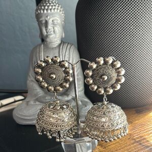 Elegant Silver Jhumka Earrings